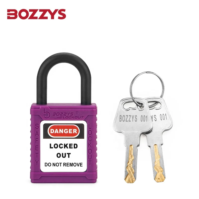 BOZZYS Nylon Purple Lockout Tagout Padlocks with 25*6.2mm Shackle for Industrial Lockout-tagout use on Conductive Areas