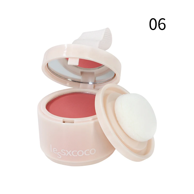 6 Color Velvet Mist Blush Cream Natural Face Makeup Flawless Soft 3D Effect Popping Blush with Mirror Puff Pressed Powder Blush