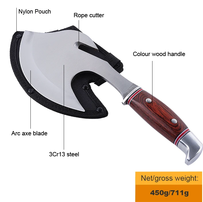 camping Handmade Colorful Wooden Handle Portable Multi functional Outdoor Hunting Survival Camping Wooden Axe Tools in Stock