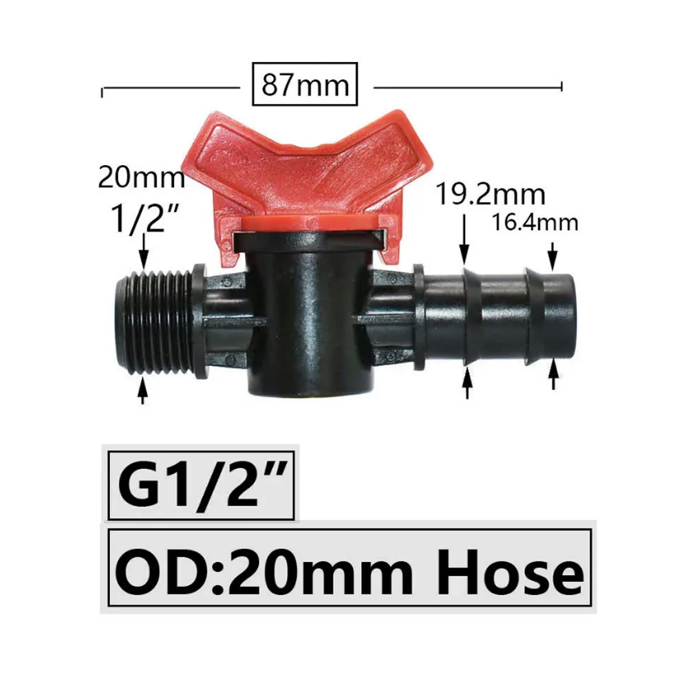 4/8/10/12/16/20/25mm Hose Barbed Mini Valve With 1/2 3/4 Inch Thread Drip Irrigation System Fitting Garden Tap Barb Connectors