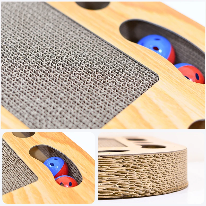 oem pet scratching toy bc flute corrugated cardboard paper cat scratchers with catnip and playing ball