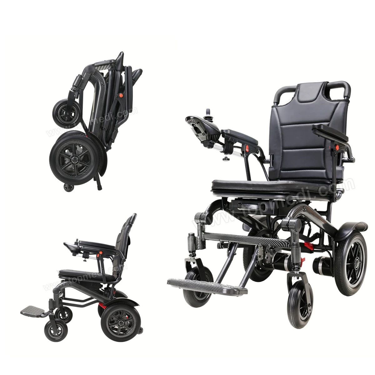 Carbon Fiber Lightweight silla de ruedas electric wheelchair Newest LCD Joystick Wireless Remote Control
