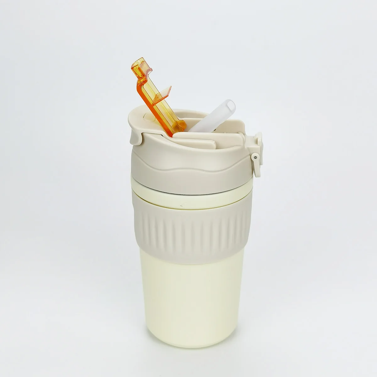 Korean Japanese Style 8/18 Stainless Steel Insulated Coffee Cup Leakproof 350ml/500ml Coffee Tumbler Mug with Straw & Rubber