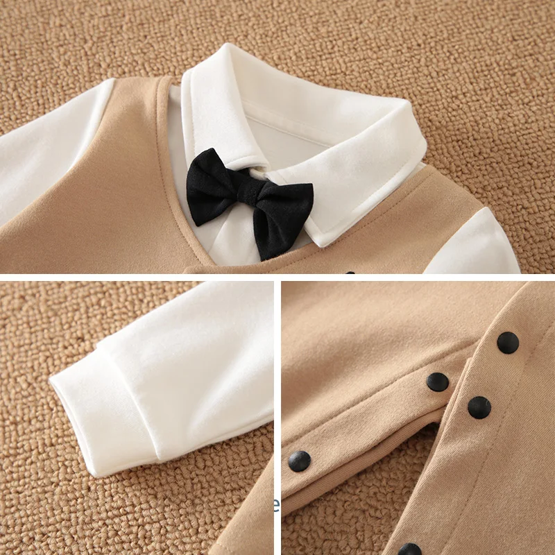 baby clothes autumn gentleman clothing baby one-piece clothes newborn100% cotton baby boys romper with collar