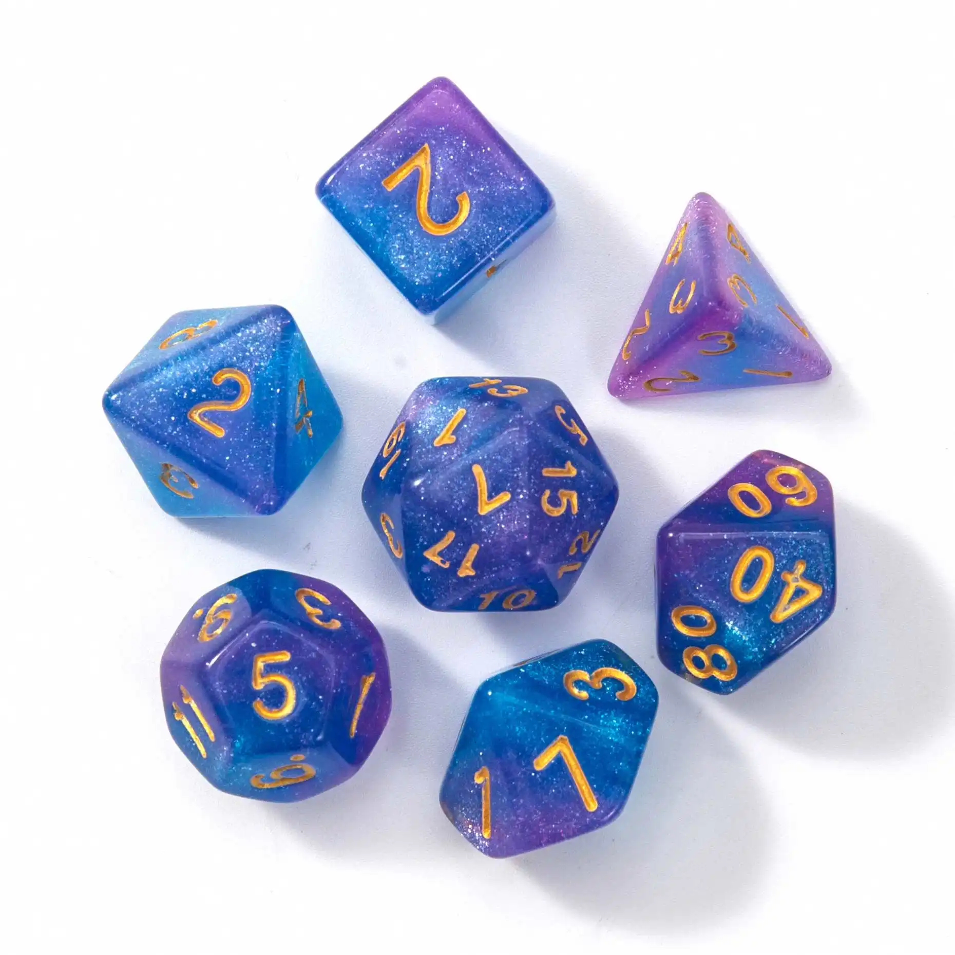 Free Sample Factory Price 9 Color Creative Universe Galaxy Dice Set Of D4-D20 Glitter Powder Amazing Effect For Tabletop Games