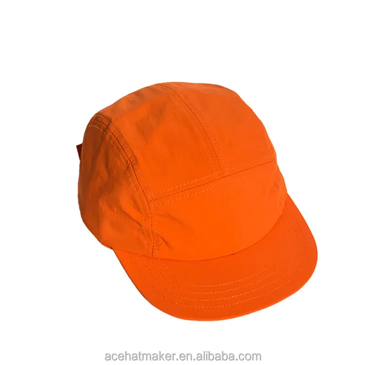 
100% Cotton Blank Hats Cap Design Your Own Plain Wholesale Custom Blank 5 Panel Orange Camp Hat 