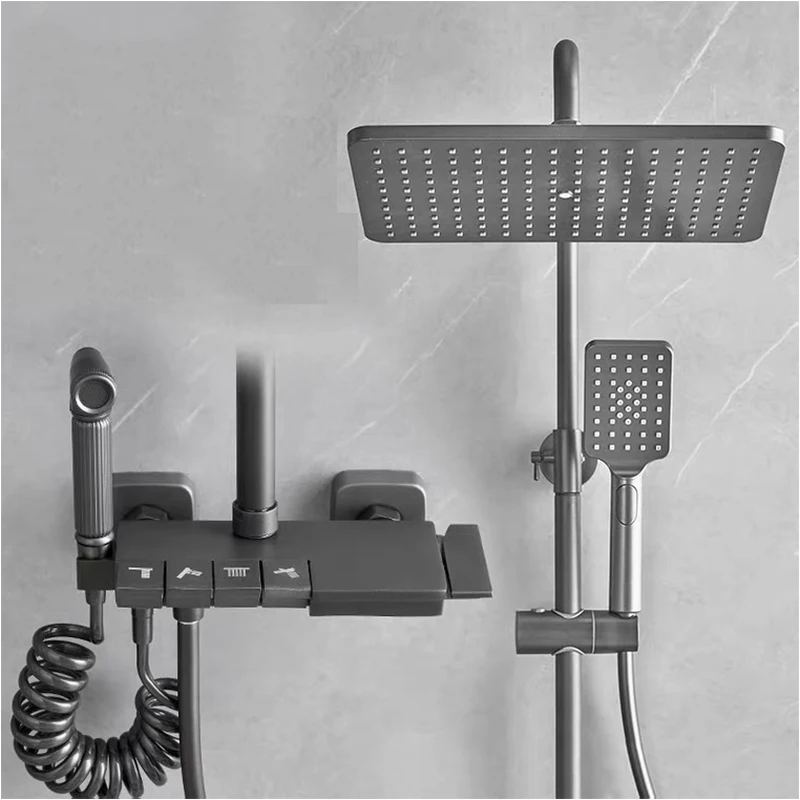 hot and cold water mixer valve brass piano shower faucet rain bath shower set rainfall bathroom shower system set