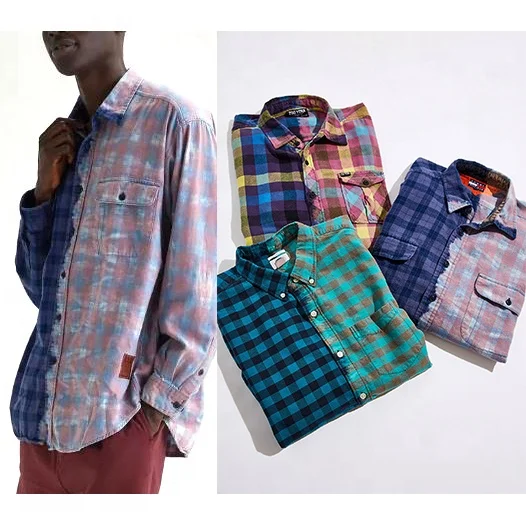 New Style Multicolor Custom Oversized Mens Cotton Long Flannel Shirts Plaid Checked
