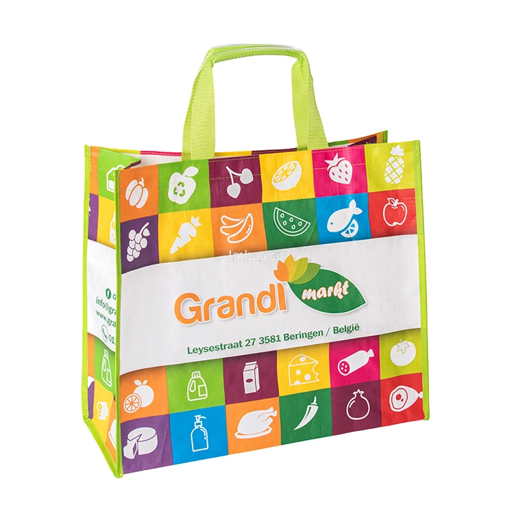 Reusable Laminated Shopper Bag Custom Pp Polypropylene Woven Tote Bags