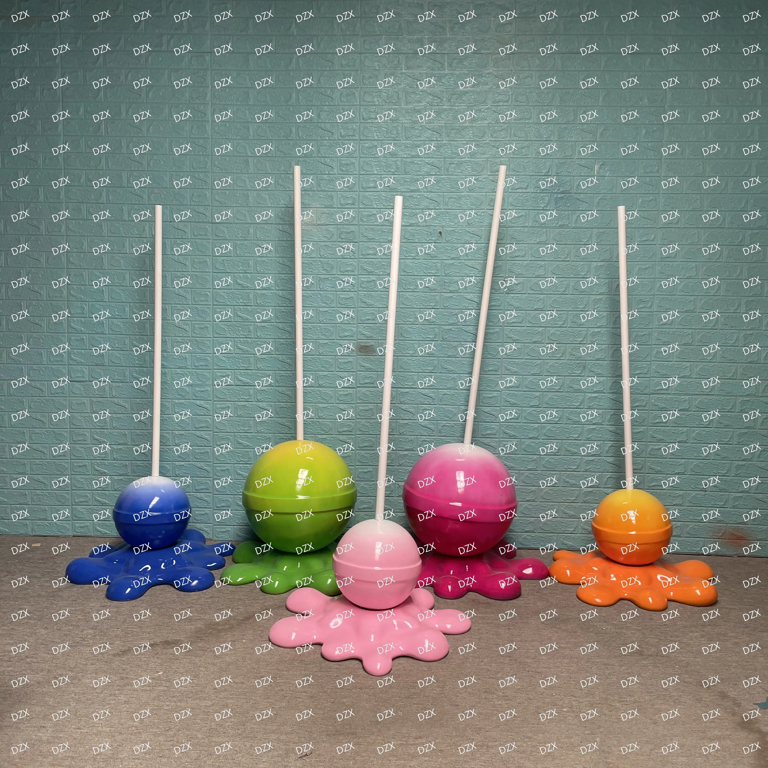 wholesale price giant fiberglass candy statue lollipop sculpture for party park decoration