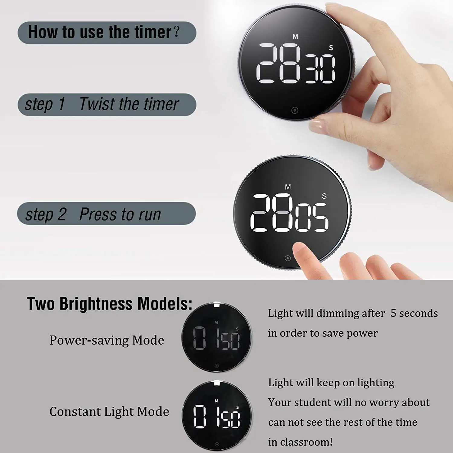 Magnetic Digital Timer for Kitchen Cooking Shower Study Stopwatch LED Counter Alarm Remind Manual Electronic Countdown