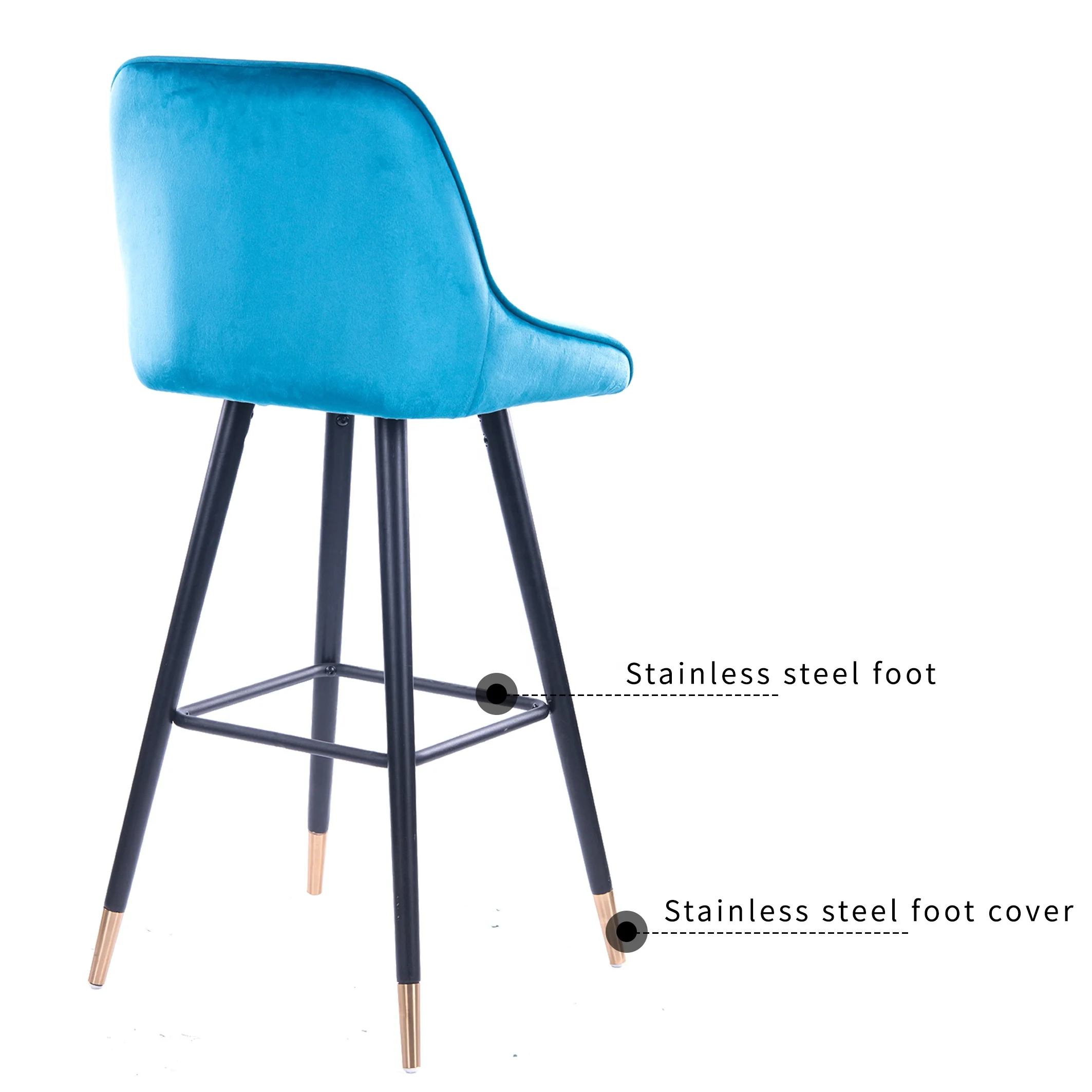 Factory direct hotel velvet bar chair stool dining
