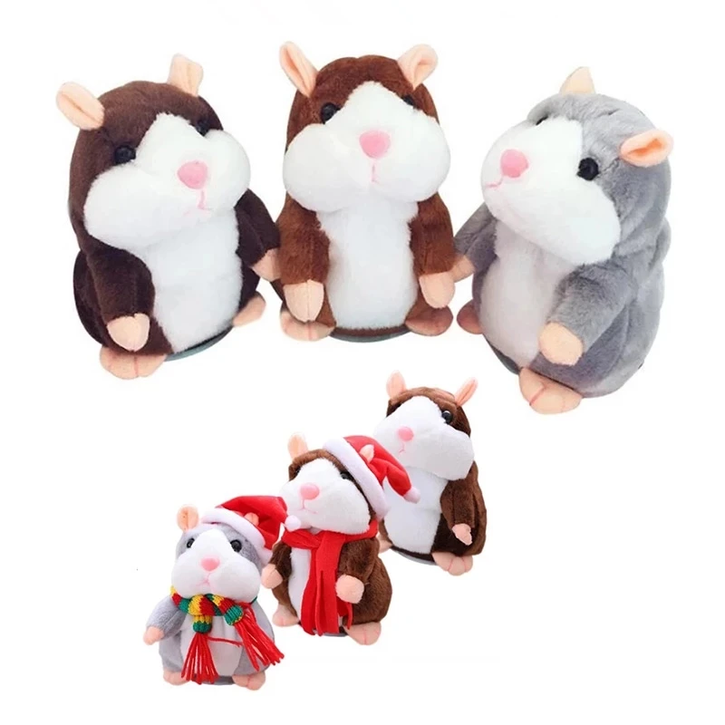 Interactive Stuffed Plush Hamster Talking Dog Cat Toy Cute Pet Sound Effects with Repeats Voice