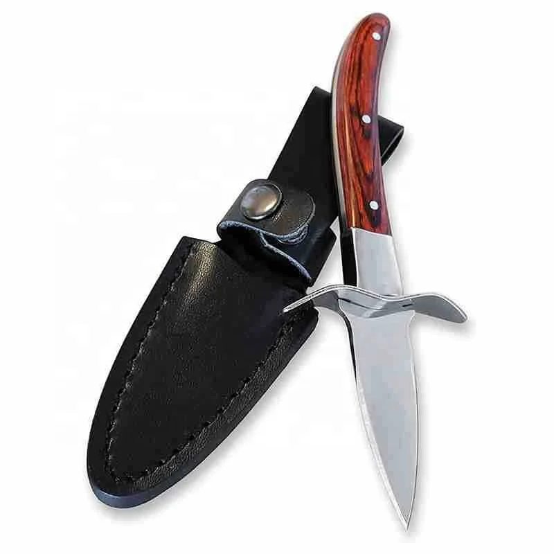 Amazon hot selling stainless steel blank blade wood handle sea food clam oyster knife