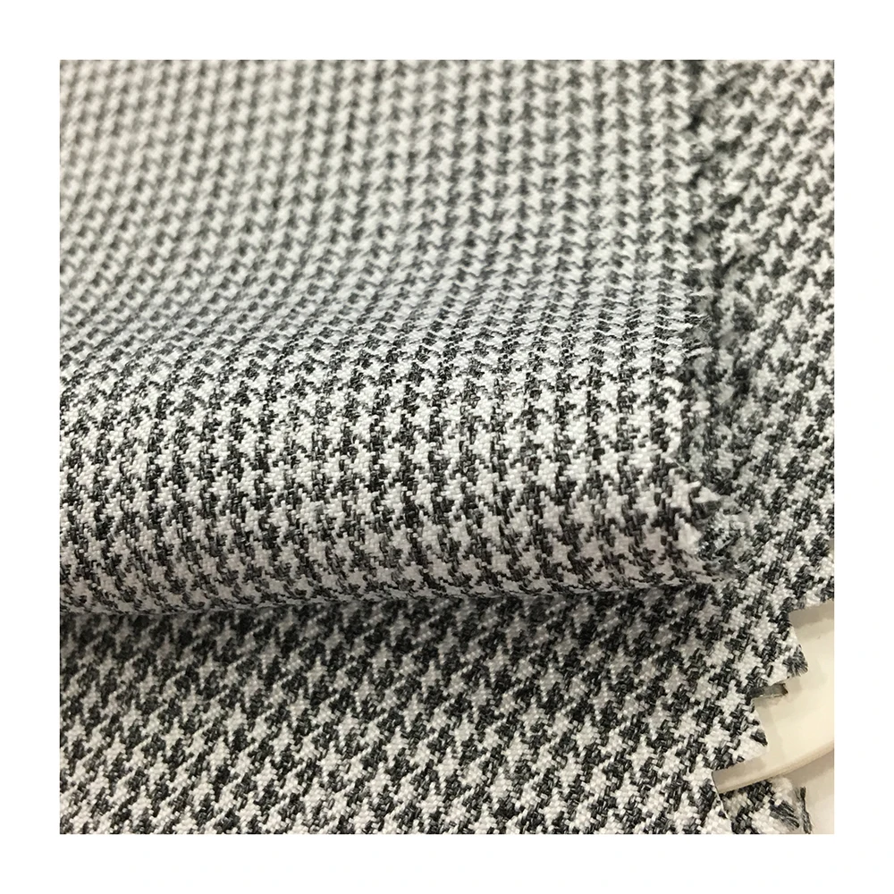
black and white small houndstooth two tone melange cation polyester stroller bag garment fabric 