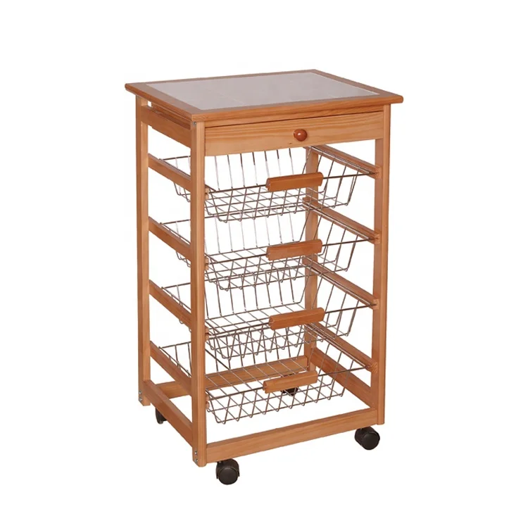 
Fashion Professional Mobile 4-shelf Kitchen Mobile Food Serving Kitchen Dining Carts 