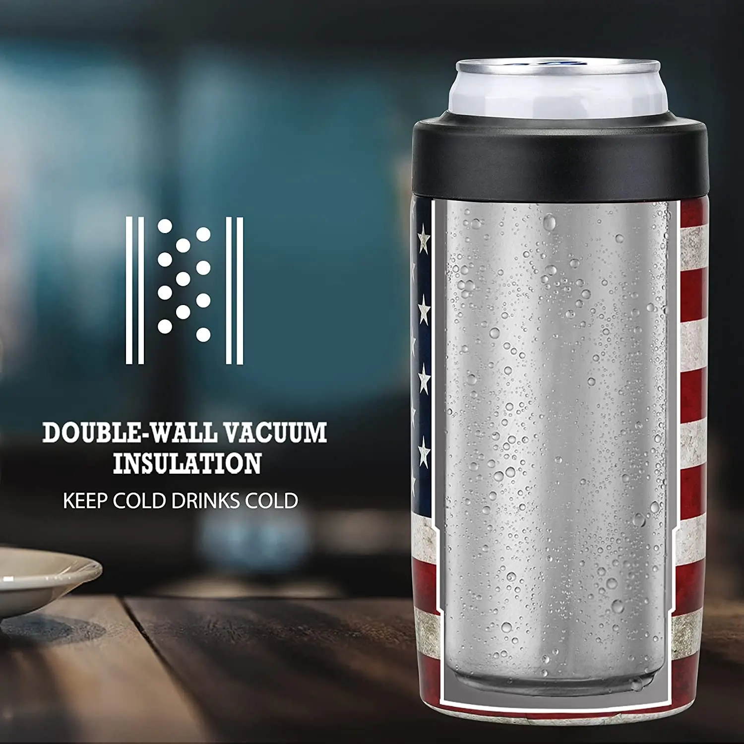 4 in 1 Universal Can Cooler Double walled Stainless Steel Insulated Beer Bottle Can Insulator Sleeve Holder for 355ml