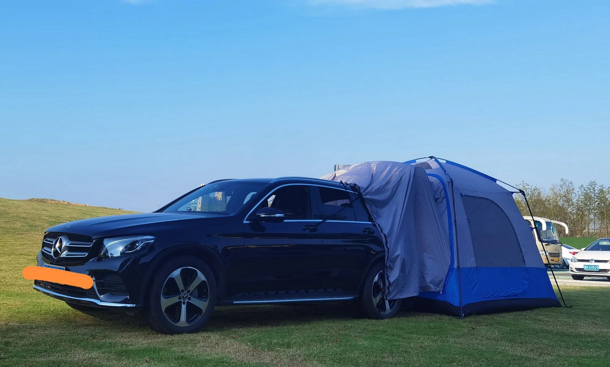 Outdoor Camping Waterproof Car Connect Rear Tent Double Layer Large SUV Family Camping Tent for 4 Person