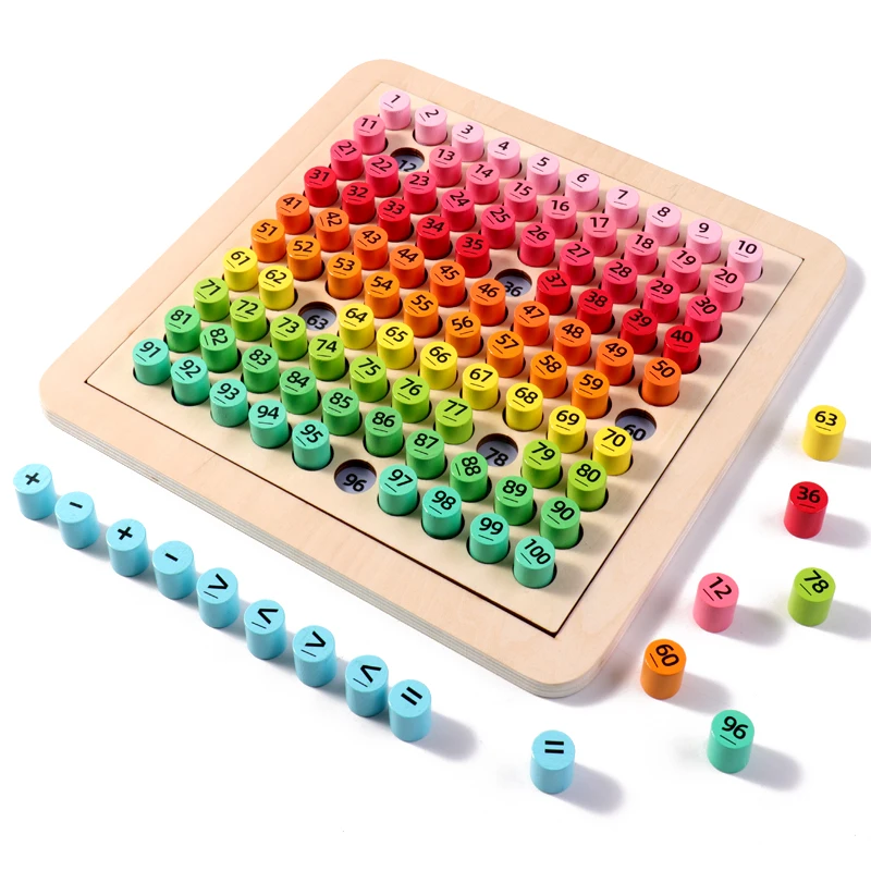 Montessori Math Toy 1-100 Consecutive Numbers Puzzles Wooden Hundred Board Toy