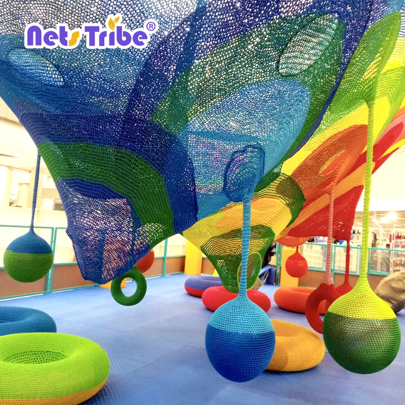 Handmade Crochet Rope climbing Net Play ground for kids amusement equipment indoor slides