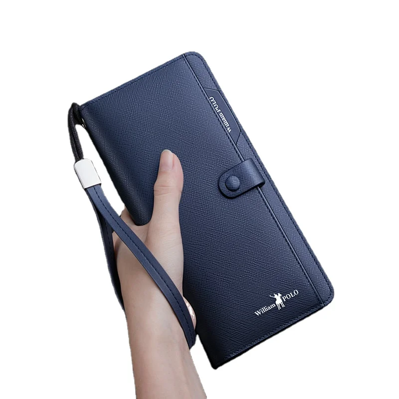 Genuine Leather RFID Blocking Wallet Custom Zipper Coin Pocket Long Purse Passport Cover for Men Card Holder Purse