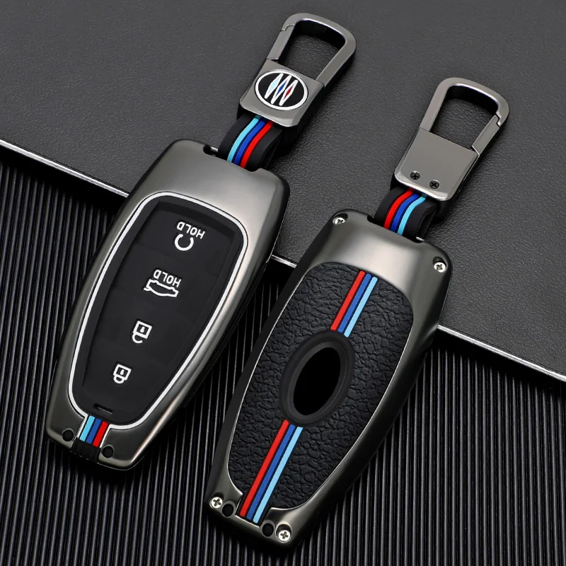 Car Key Case Cover for Hyundai Solaris Sonata Hybrid NEXO NX4 New Grand Santa Fe Tucson 2020 2021 Accessories Car-Styling