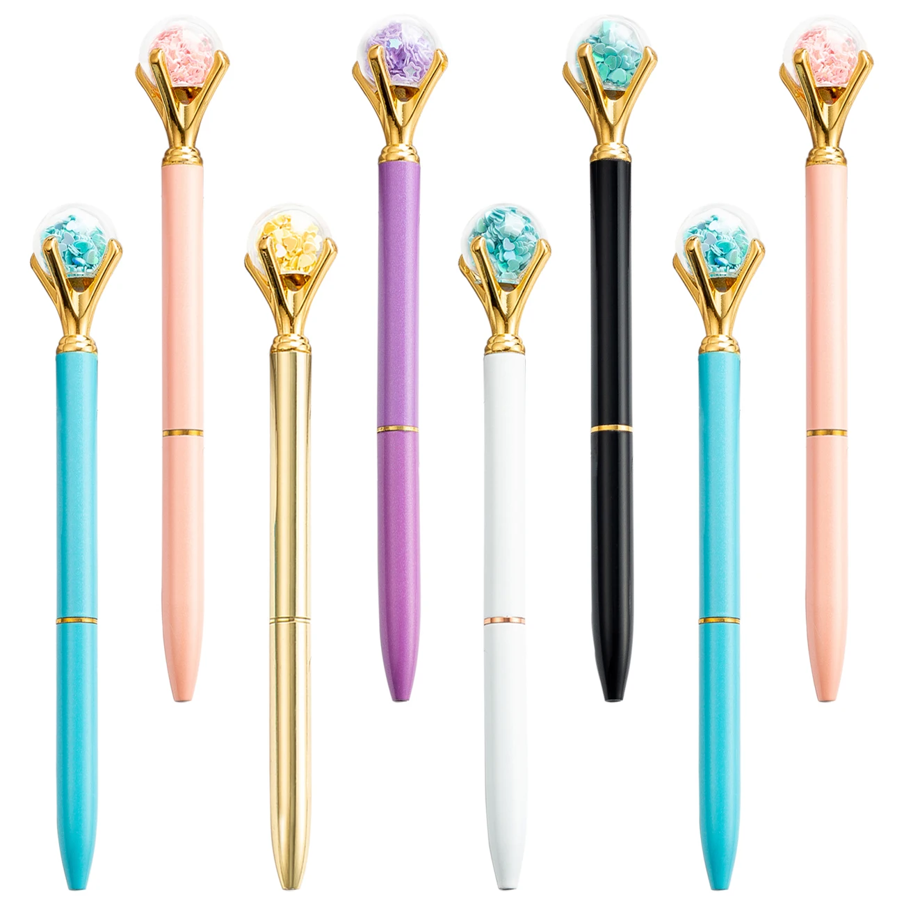 Promotional Custom Lady Gifts Metal Fancy Elegant Ball pen with heart shape glitter