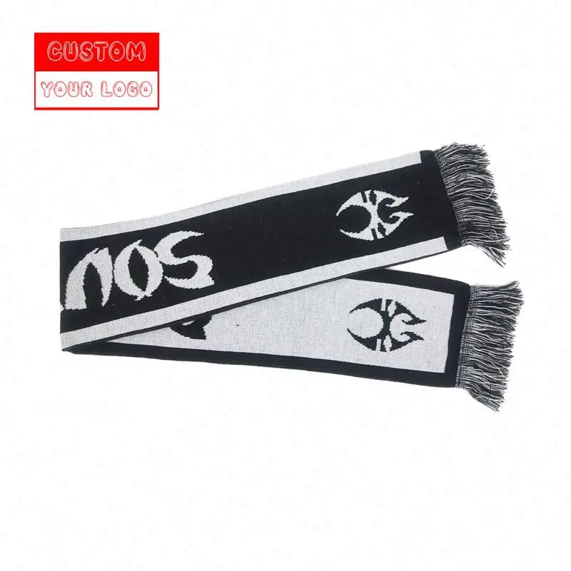 Acrylic Jacquard Fans Sport Football Knitted With Logo Wool Black Designer Winter Scarfs Cashmere Custom Fanning Silk Scarf