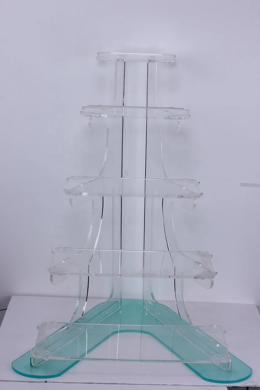 popular 6 layer Acrylic decoration square wedding cake stands floating cup cake stand