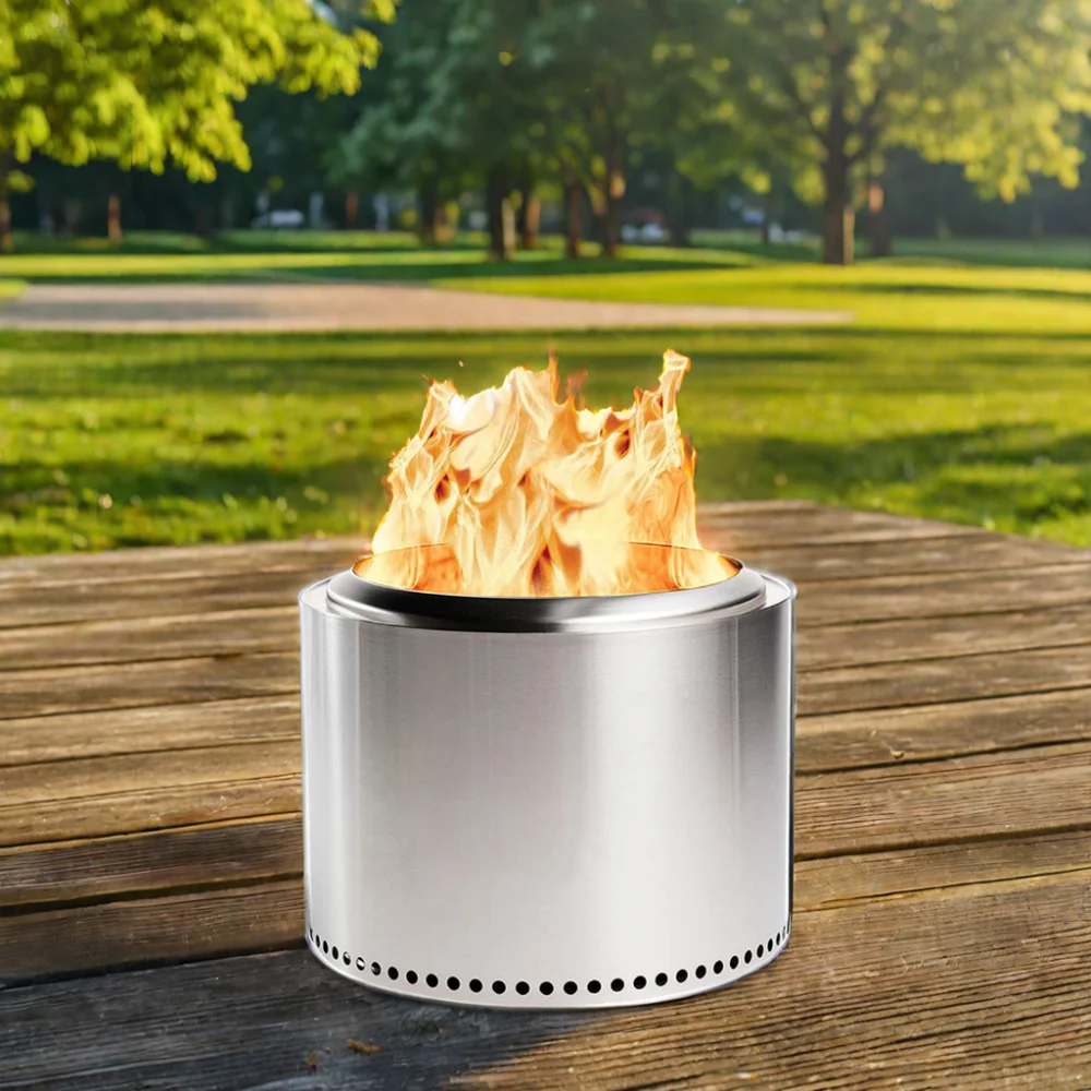 Large Outdoor Stainless Steel Fire Pit Portable Wood Burning Smokeless Fire Pit