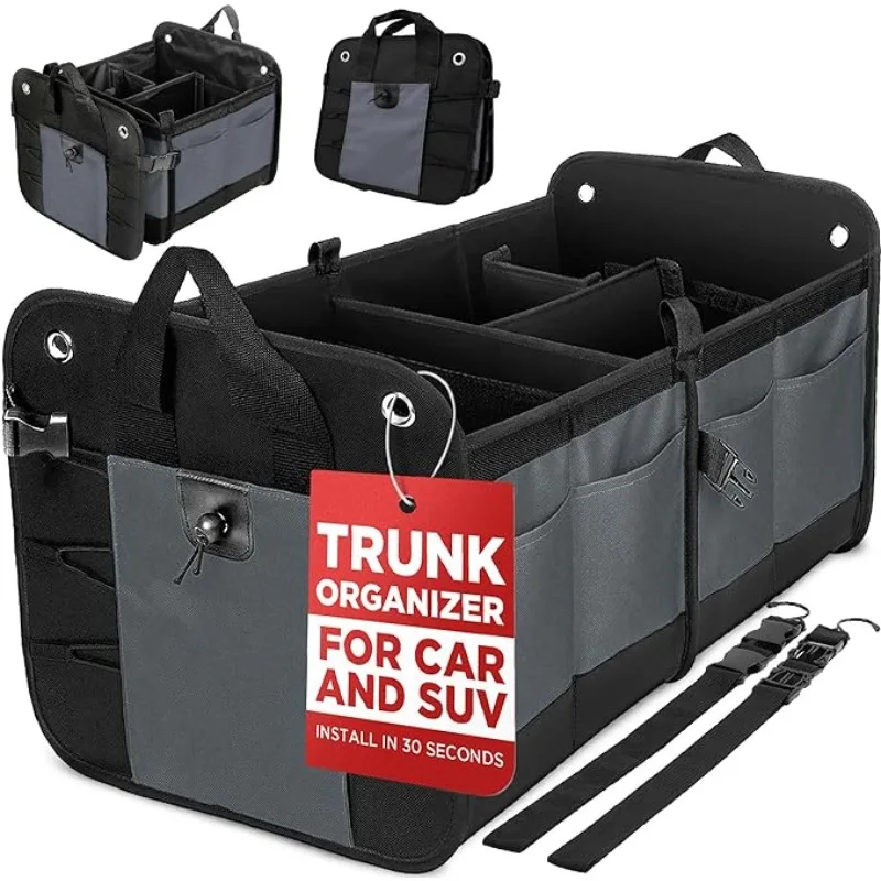 Car Trunk Organizer, Car Storage Organizer with Large Capacity Waterproof Collapsible Trunk Organizer for Car Suv