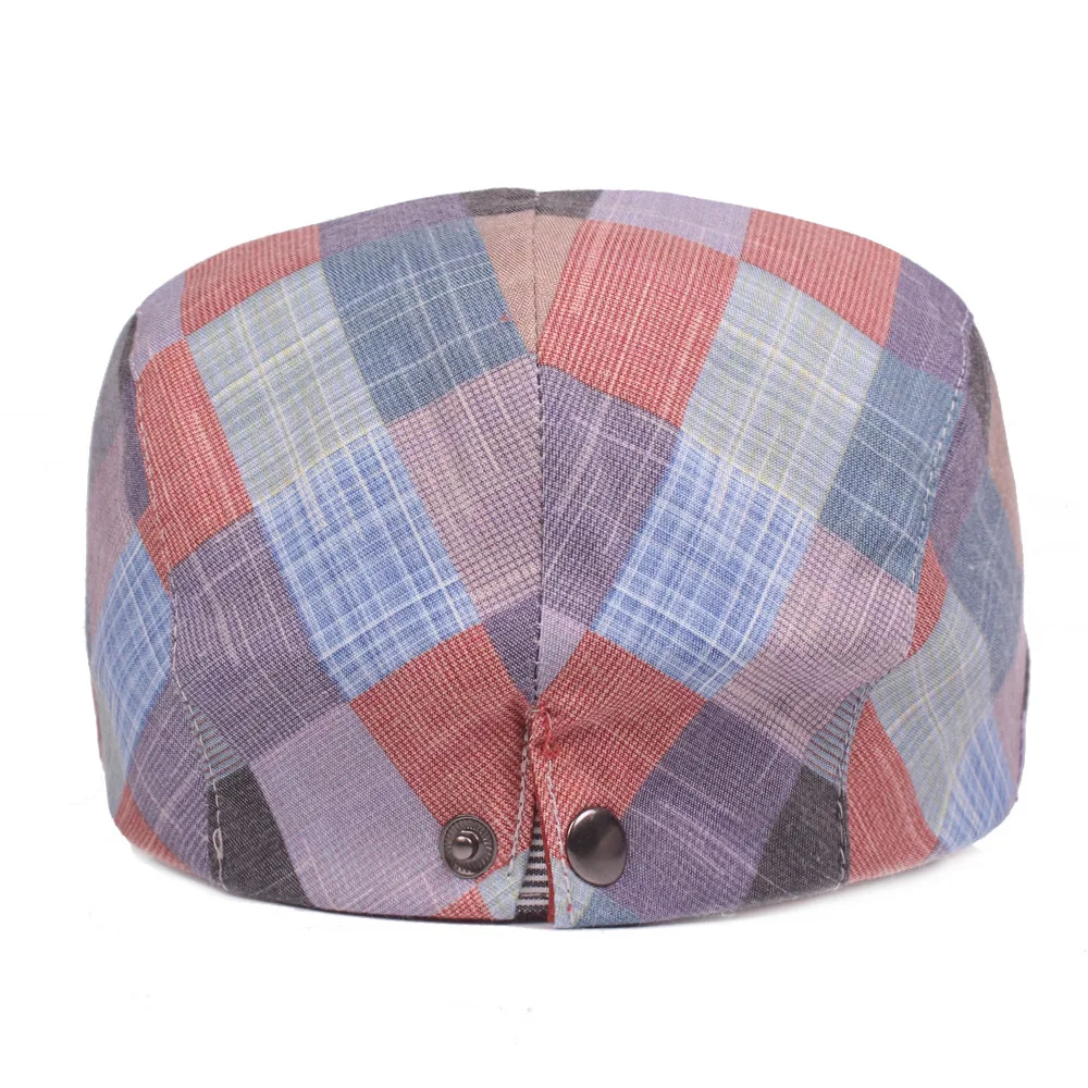 Factory Wholesale Ivy Beret Colored Plaid Ivy Cap With Visor Spring Summer Advance Cotton Ivy Hat
