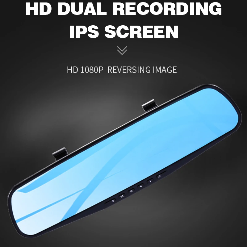 Новое поступление Автомобильный видеорегистратор с камерой 1080p в черном корпусе двойным объективом Full Hd 1080P зеркалом