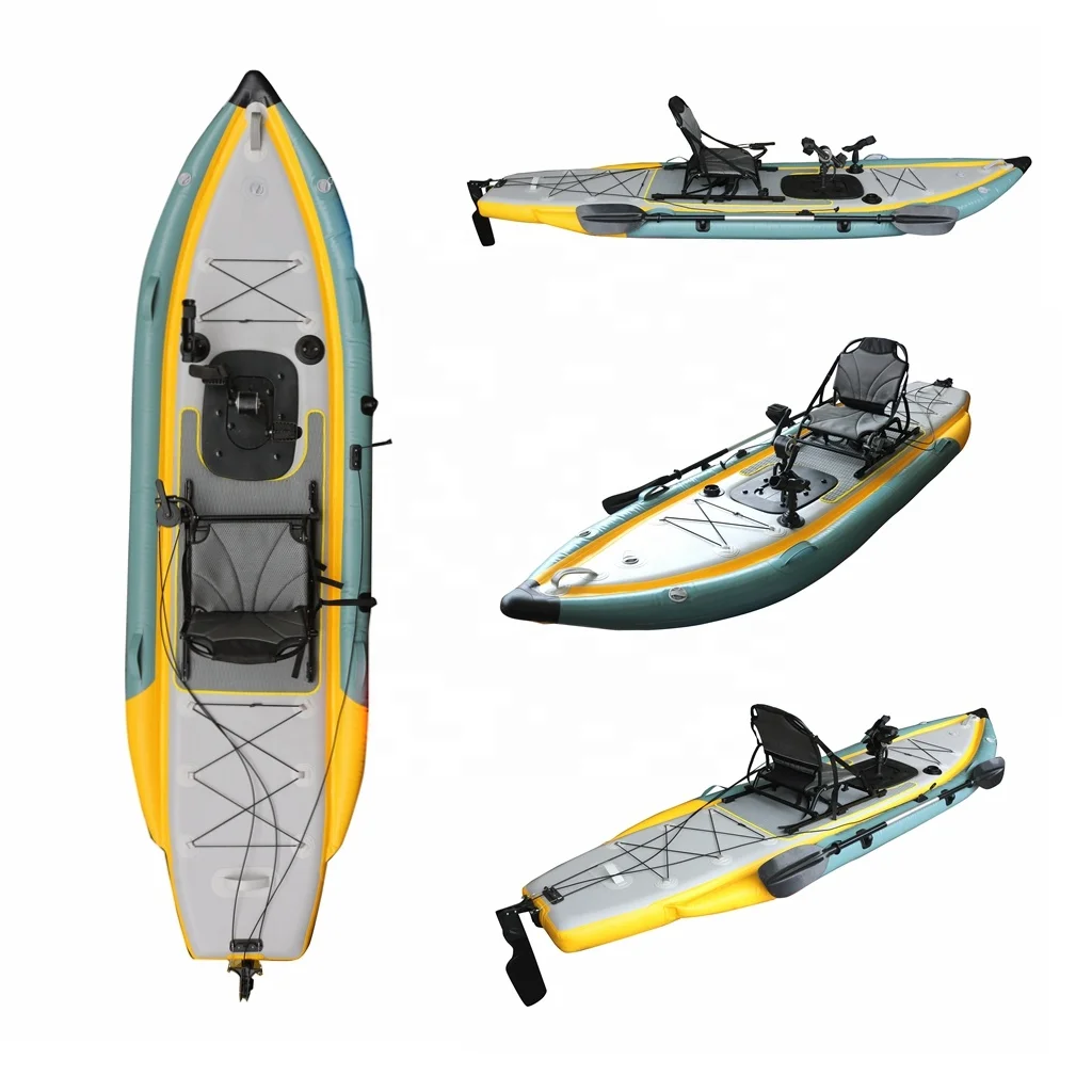 Vicking Hot Selling PVC Material 1 Person Inflatable Pedal Fishing Canoe Kayak Inflatable with Pedals for Outdoor Water Sports
