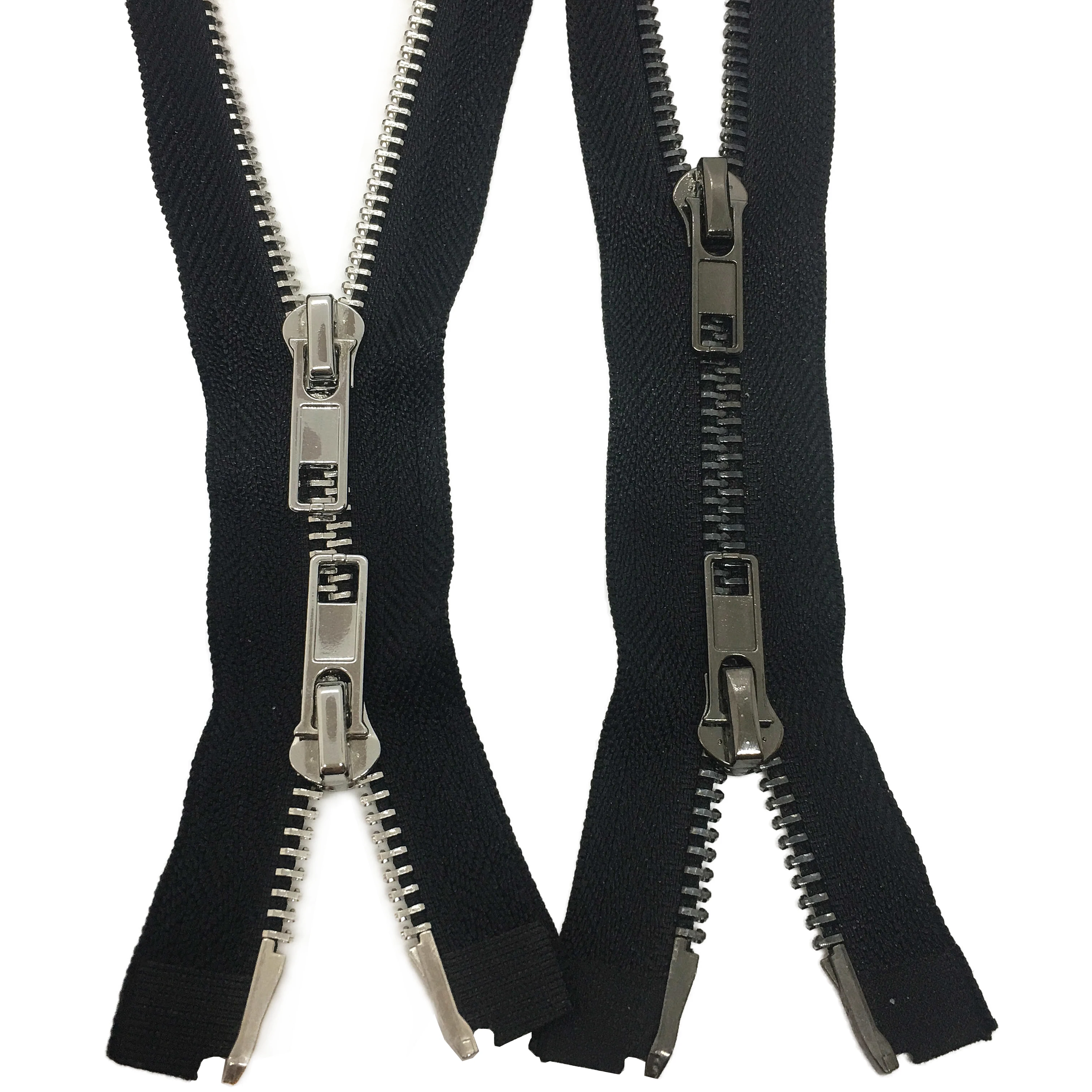Factory direct sale custom zipper size 5 metal platinum double puller zipper metal zipper wholesale for clothing bags etc