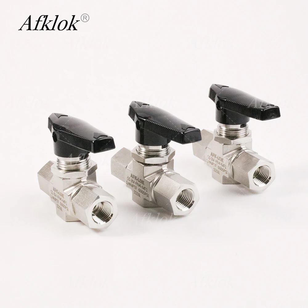 6000psi 1/4in Female Thread NPT Stainless Steel 316L High Pressure Ball Valve for Air Nitrogen Oxygen Carbon Dioxide Natural Gas