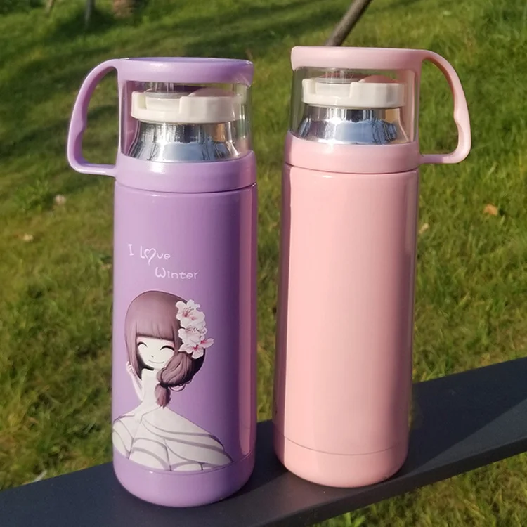 Cartoon double wall stainless steel insulated thermos vacuum flask for kid