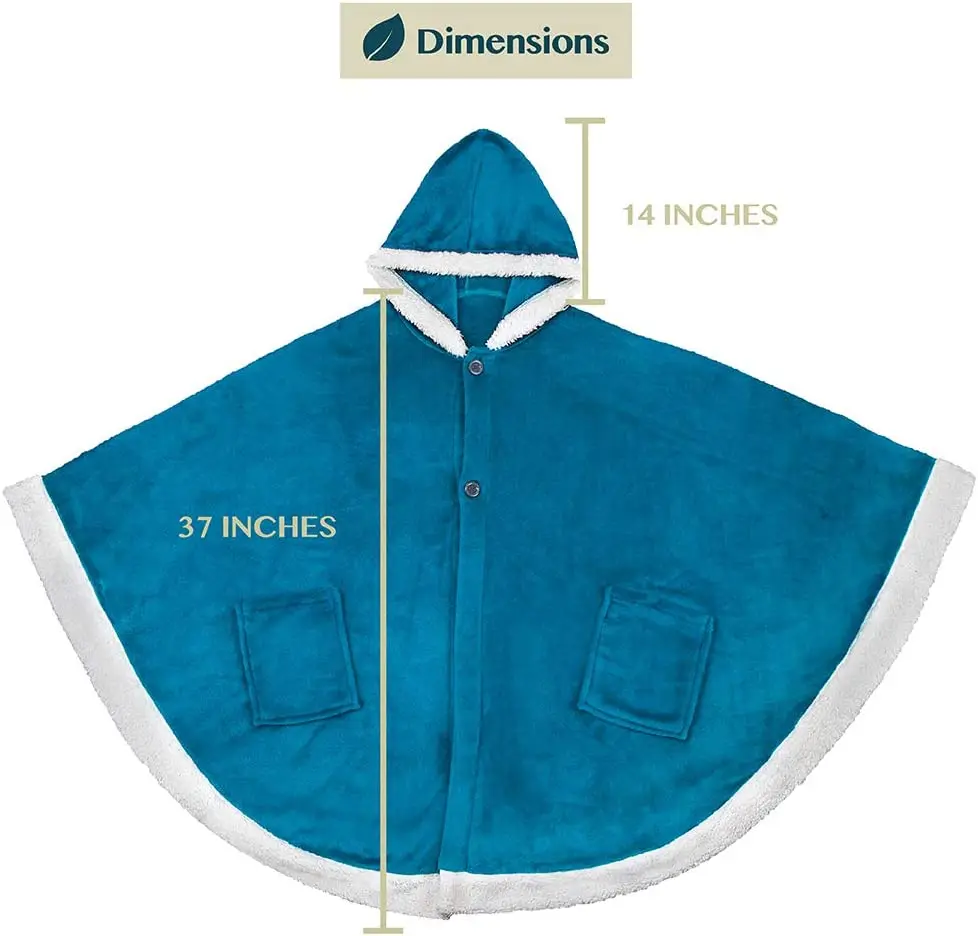 Wearable Blanket Poncho with Neck Warmer Hood Plush Poncho Sweater Large Blanket Cape Hoodie