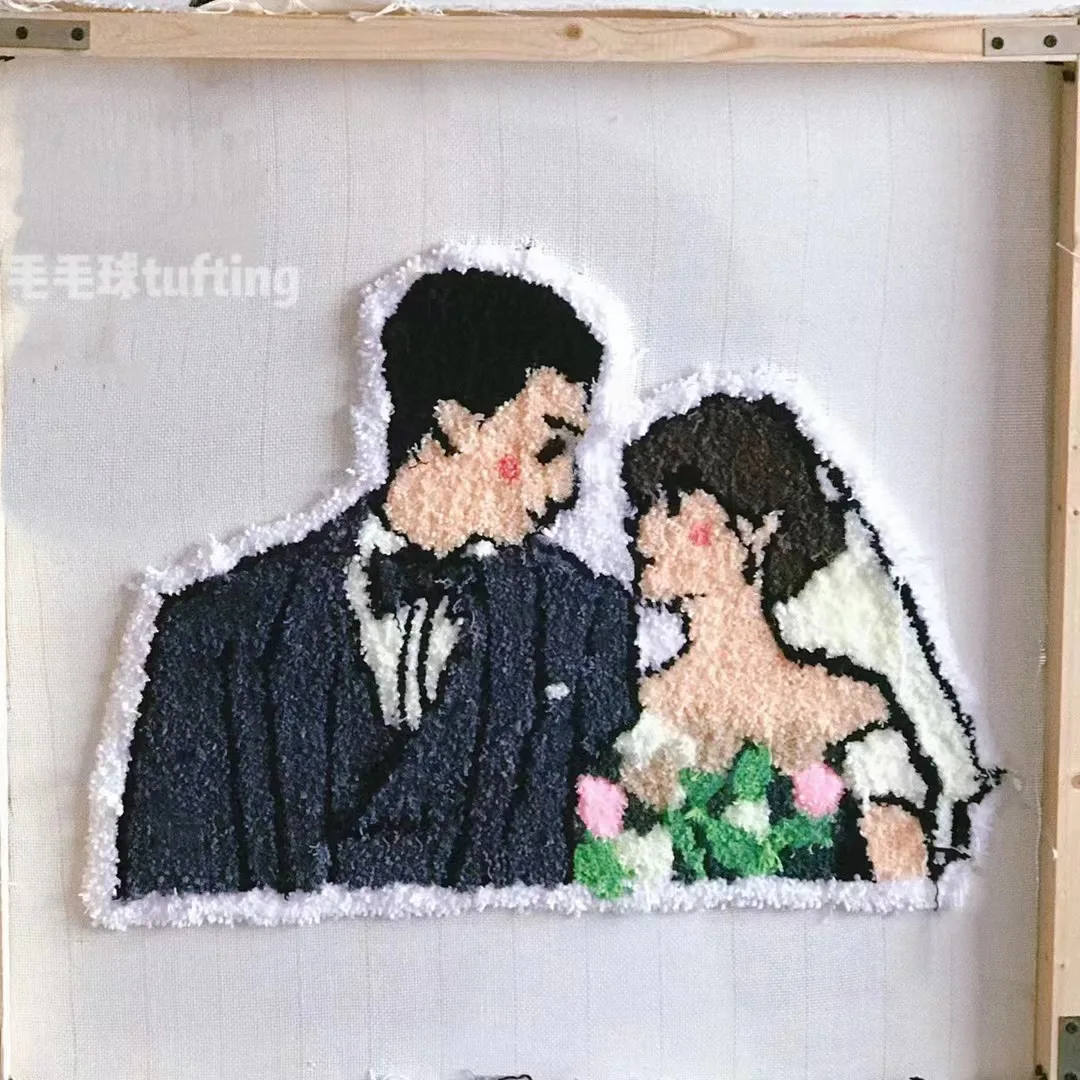 Fabric Cotton Polyester double-strand monks rug grey 1m*1m Anti-slip cloth tufting cloth backing fabric with marking line