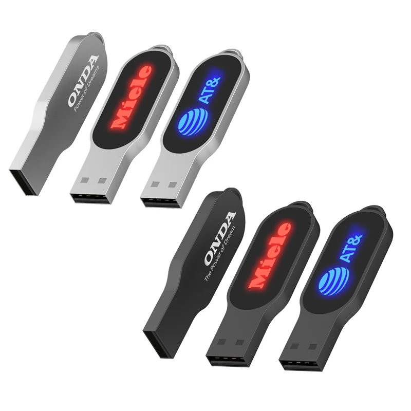 OEM USB флеш-накопитель с индивидуальным светодиодным логотипом, USB 2,0, флеш-накопитель 64 ГБ, высокоскоростной флеш-накопитель 8 ГБ, 16 ГБ, 32 ГБ, 128 ГБ, металлическая USB-флешка 3,0