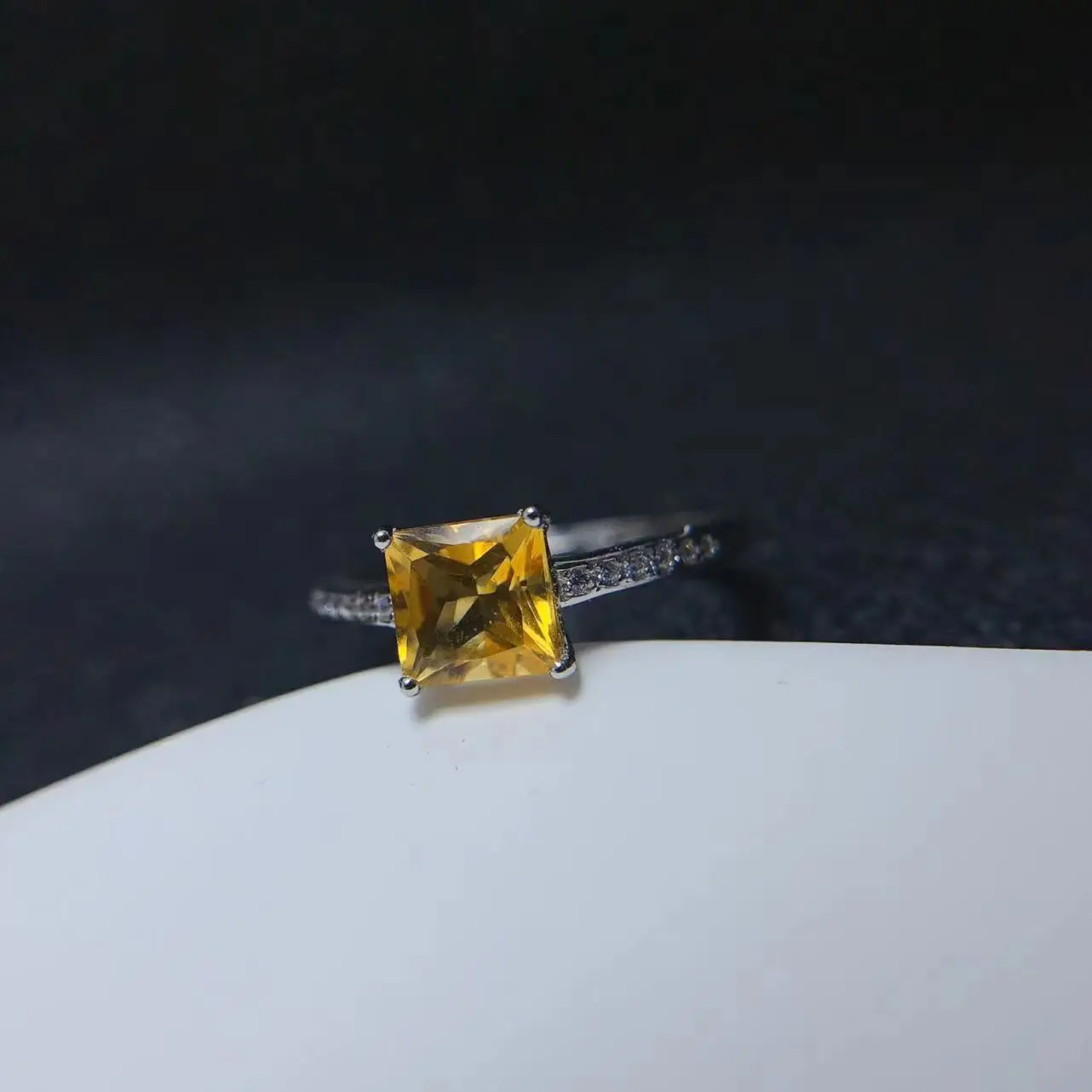 High Quality 925 Sterling Silver Natural Citrine Big Jewelry Jewellery Gemstone Women Rings Wholesale