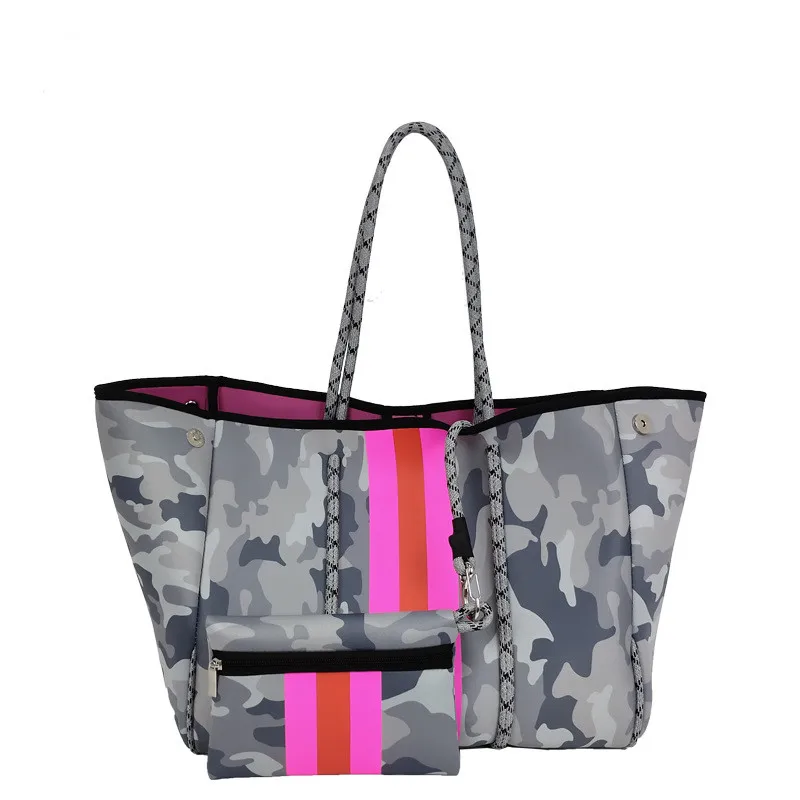 Luxury Beach Neoprene Tote Bag Leopard Waterproof With Zipper Pouch Clutch Large Totes For Women Travel Holiday DOM107-1862