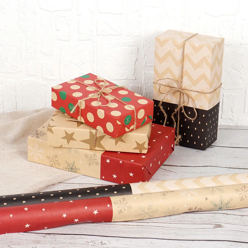 Craft Paper Colorful Star Dots Wrapping Paper Roll For Wedding Kids Birthday Holiday Baby Gift Wrap Crafts Paper Decor