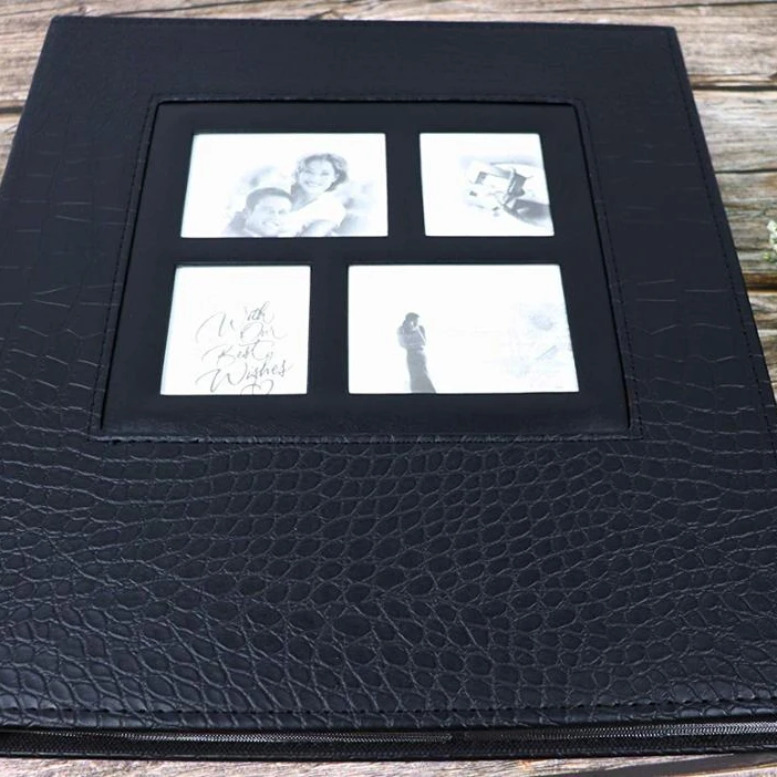 2020 custom hard PU cover photo album book with PP plastic pockets