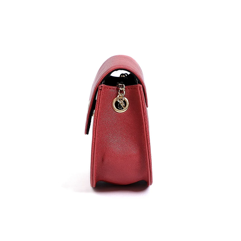 New Manual Fashion Single Golden Ribbon Mini Shoulder Bag China Wholesale Sheepskin Small Crossbody Cell Phone Purse For Women