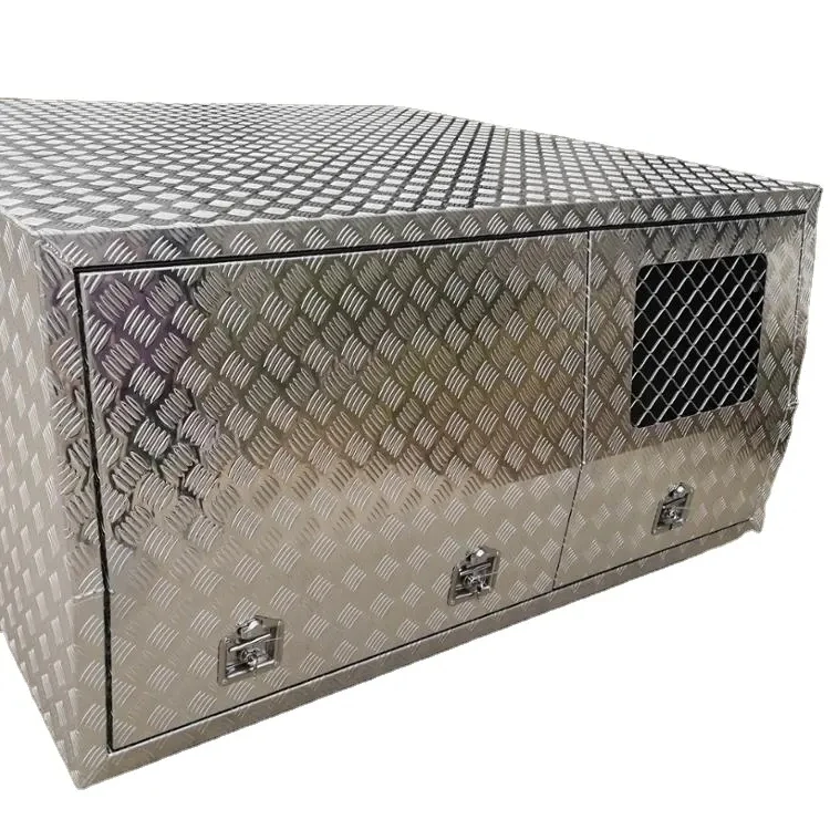 Aluminum Alloy Checker Plate UTE Canopy with Dog box Pick up Truck Tool Box