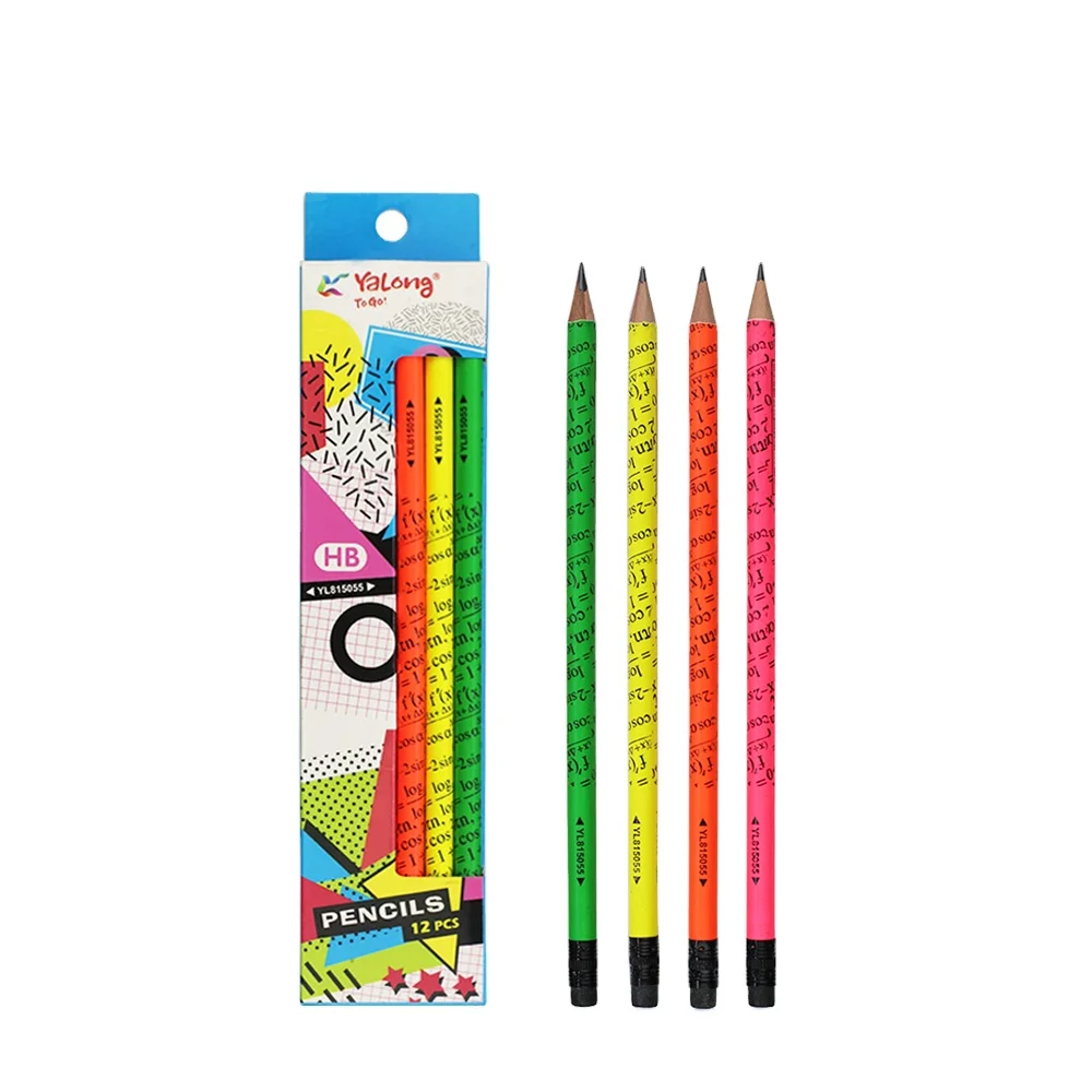 yl815055 high quality graphite pencil wooden stardard pencils kids HB pencil set for student/school 12 pcs/box