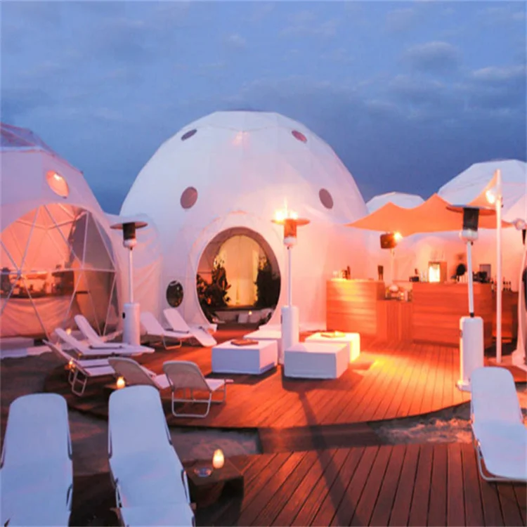 pvc igloo geodesic dome hotel outdoor aluminum structure camping tent hotel luxury dome house glamping round dome tent