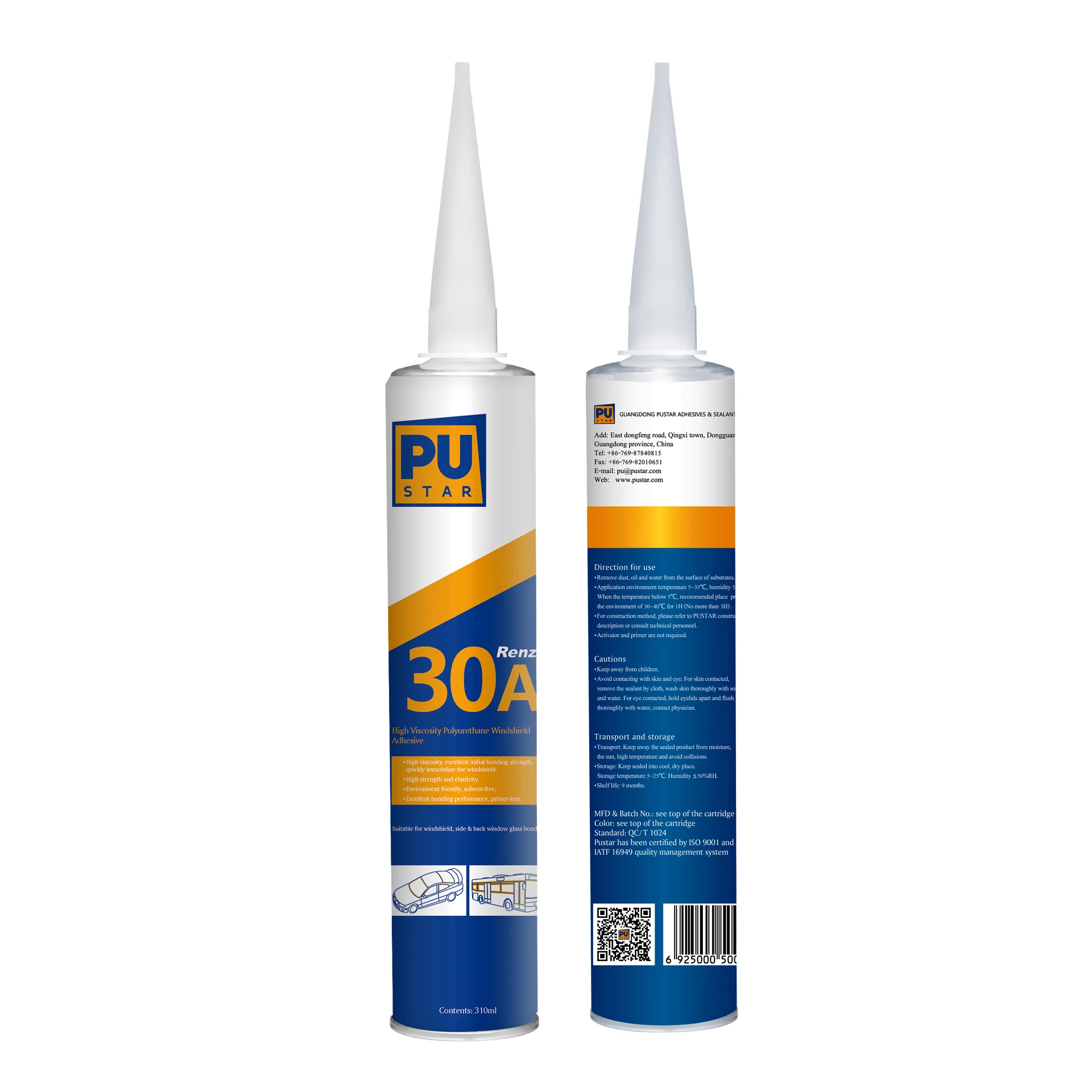 Fast Curing Polyurethane Adhesive Sealant for Auto Glass PU Sealant Renz30
