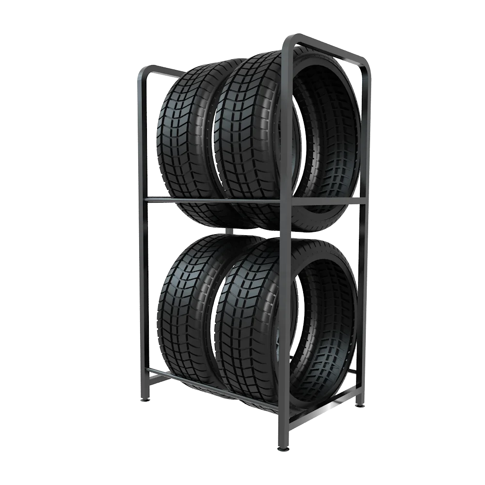 High Quality 2 Tiers Garage Shop Truck Motorcycle Passenger Car Wheel Tires Rim Metal Storage Display Stand Rack